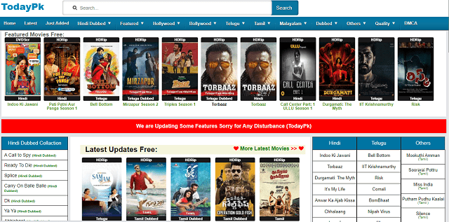 Todaypk Movies- Illegal Torrent Magnet Telugu Movies Download Site Homepage