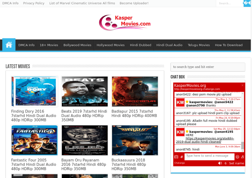 kaspermovies homepage