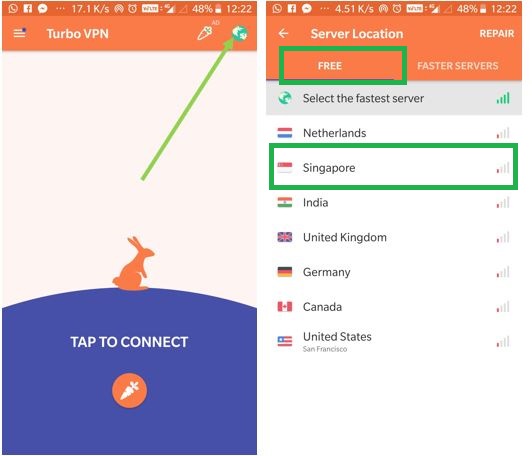 How to select server on TurboVPN