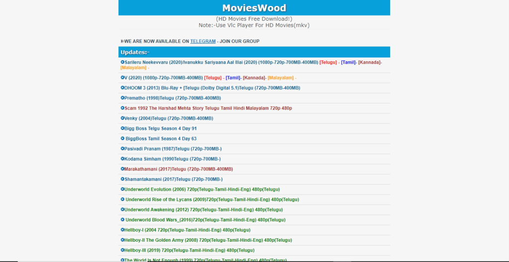 Movies wood Telugu Tamil HD movies Download Homepage