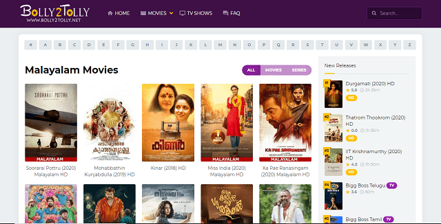 bolly2tolly Malayalam movies webpage