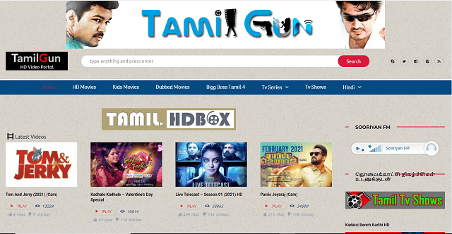 Tamilgun website homepage