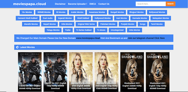 Moviespapa Website Homepage